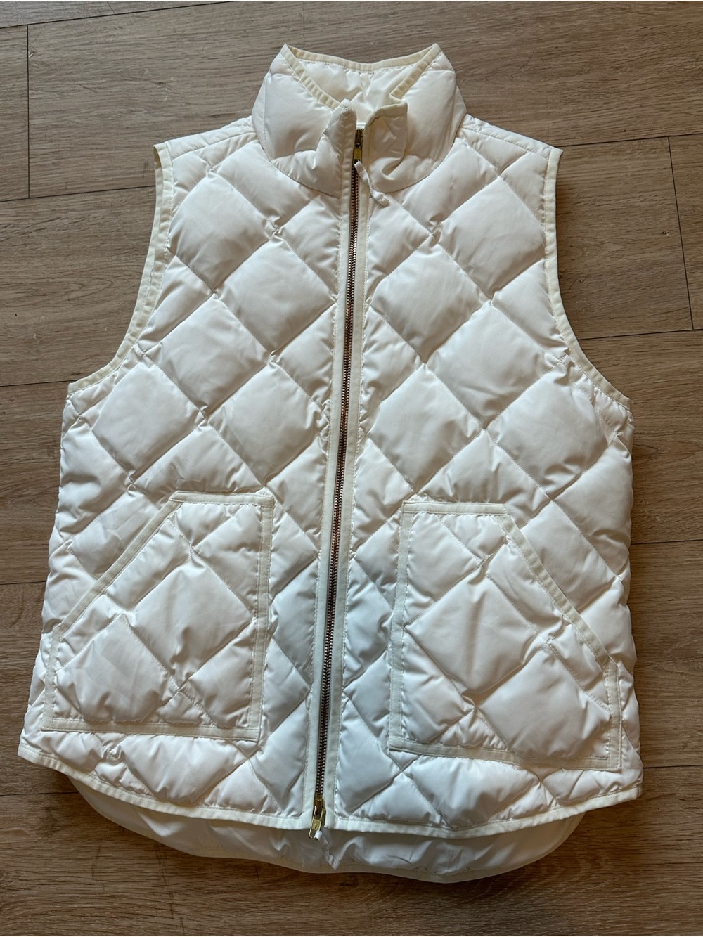 J. Crew Cream Light Weight Quilted Puffer Vest